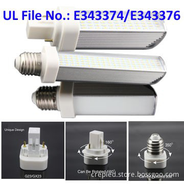 adjustable ul led g24 g23 gx23 e27 plc light, equivalant to 26-32W cfl